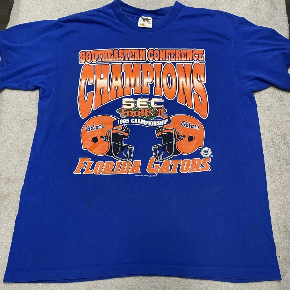 Vintage Florida Gators Football T Shirt Mens‎ XL Blue 1995 SEC Champions 90s UF